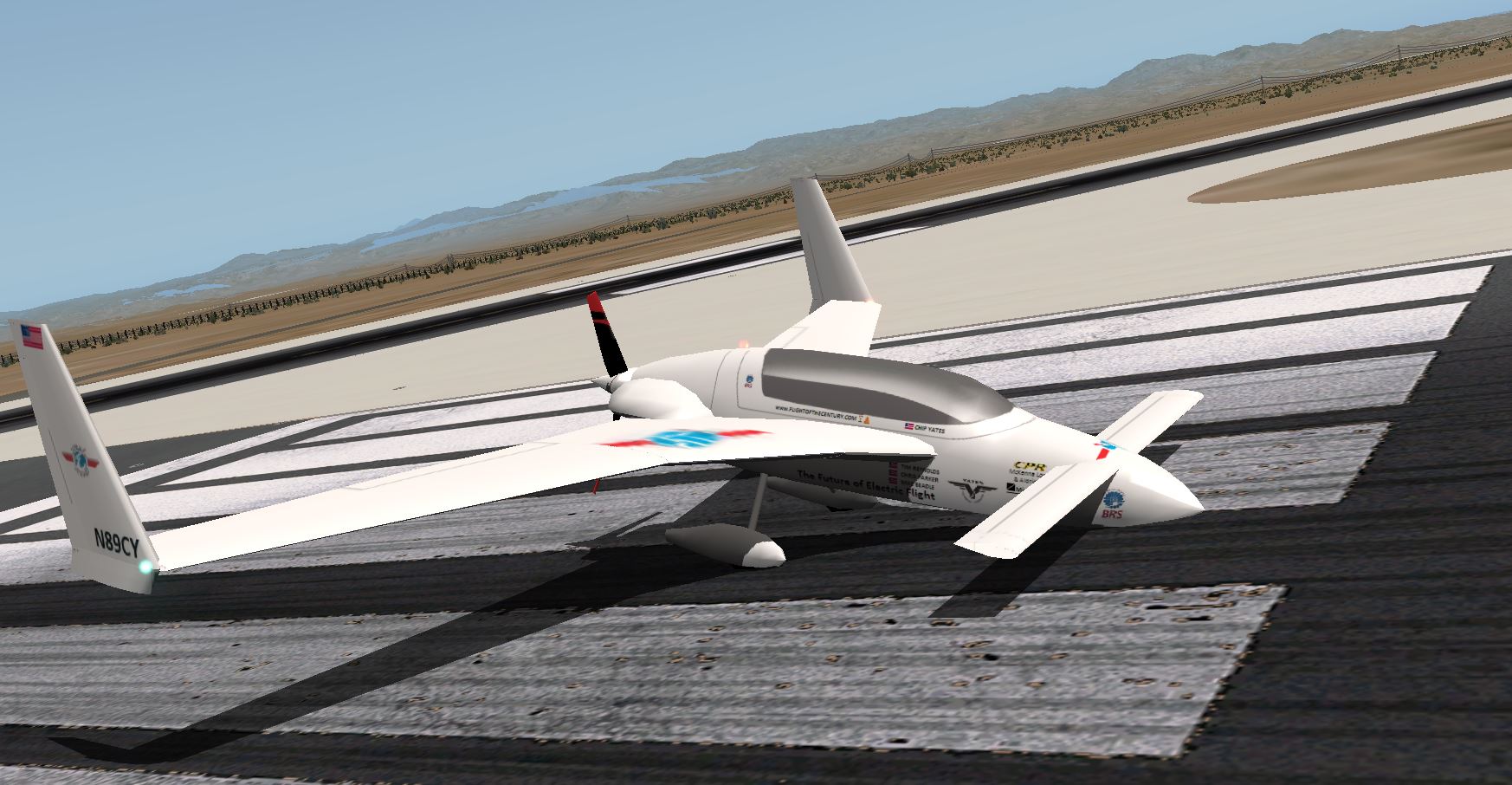 The Long-ESA — Chip Yates's electric Long-EZ, N89CY — on the runway
